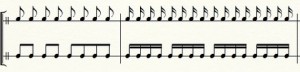 拍の単位で音符をまとめるとわかりやすい例